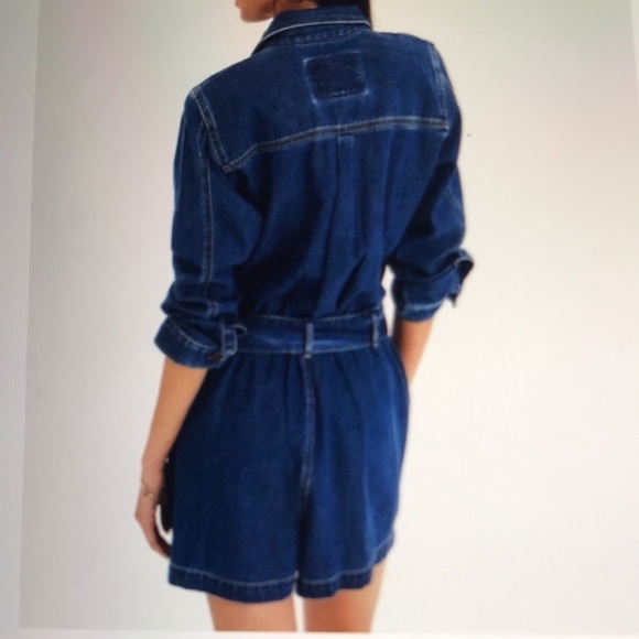 American Eagle Denim Long Sleeve Romper Sz XS - Picture 2 of 10